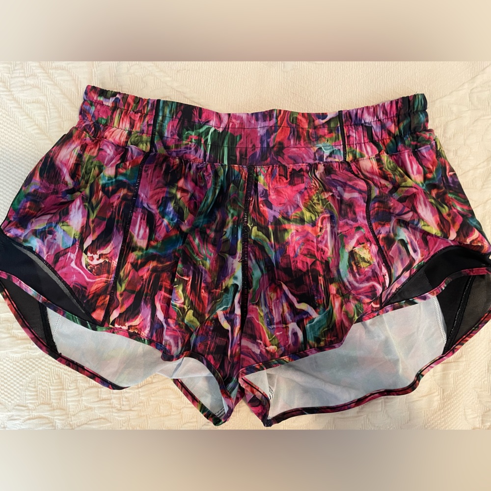 lululemon size eight hotty hot shorts in a limited edition multi color pattern